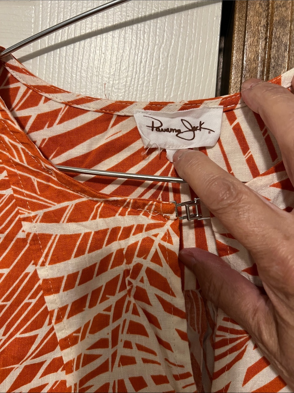 Panama Jack Orange & White Palm Print Top